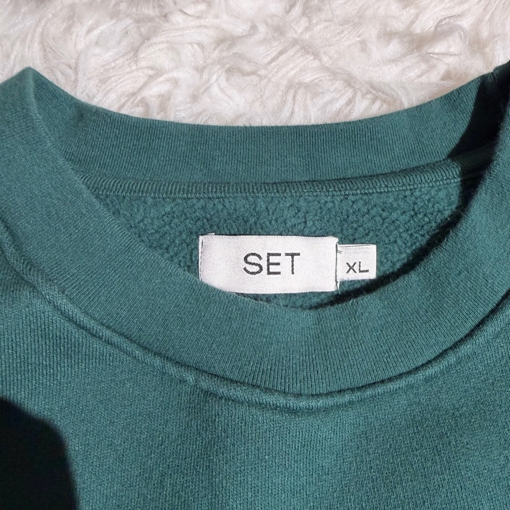SET Active XL Midweight Sweats Staple Crewneck Nocturnal Sweatshirt Green SETmas - Picture 8 of 10